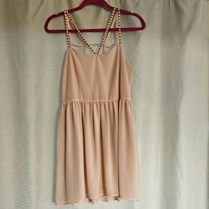 Studded cream baby doll dress